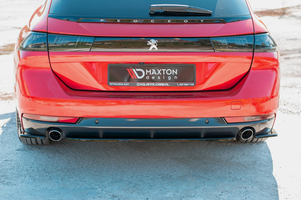 Maxton Design Mittlerer Diffusor Heck Ansatz für(ohne vertikale balken) Peugeot 508 SW Mk2 schwarz matt