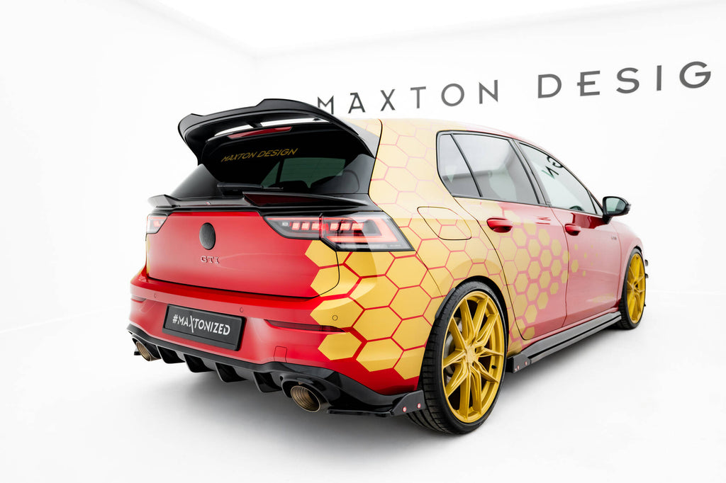 Maxton Design Niedriger Spoiler CAP 3D passend für VW Golf R Mk8 Facelift schwarz Hochglanz