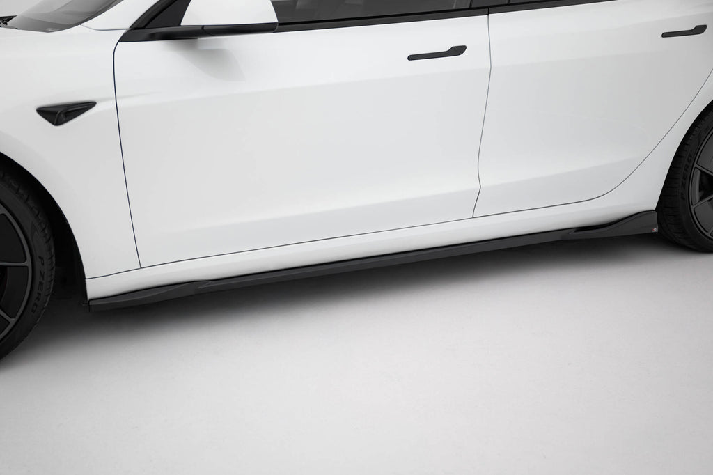 Maxton Design Street+ Seitenschweller Leisten passend für V.1 passend für Tesla Model 3 Performance Mk1 Facelift schwarz Hochglanz