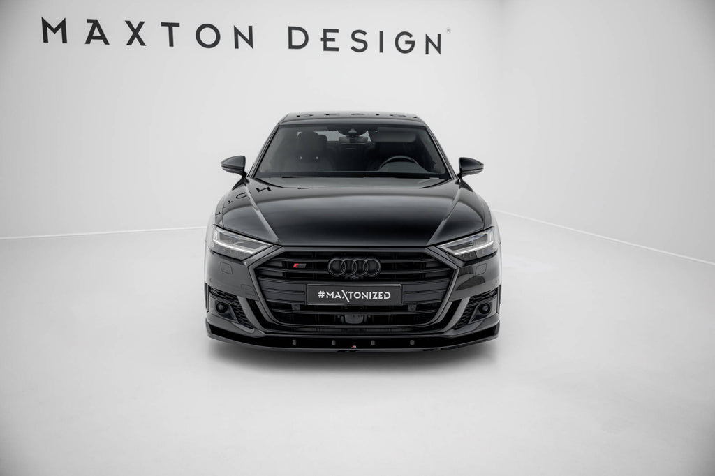 Maxton Design Street+ Spoilerlippe Front Ansatz V.2 passend für Audi S8 / A8 S-Line D5 schwarz Hochglanz