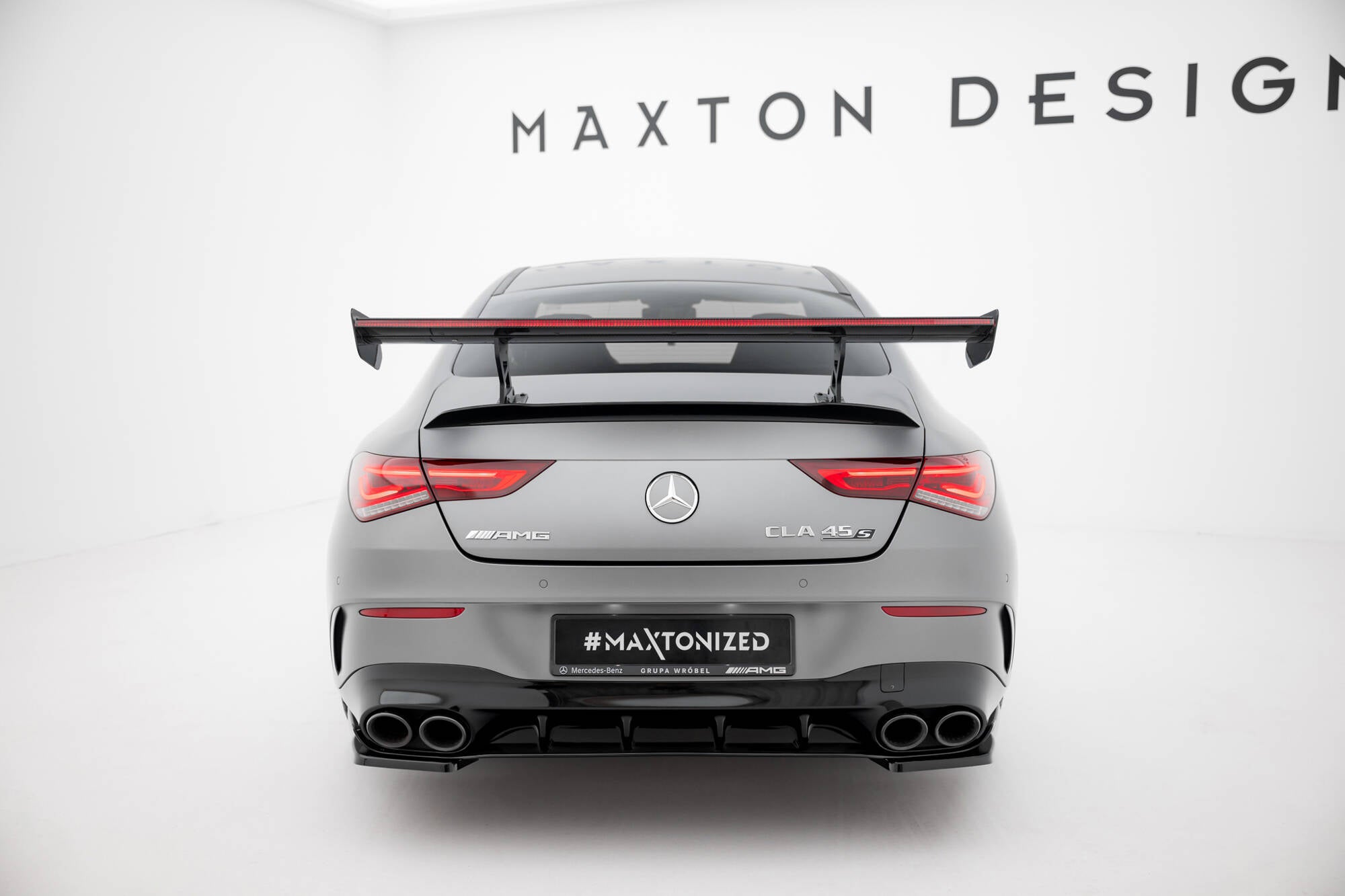 Maxton Design Carbon Spoiler With Internal Brackets Uprights + LED Mercedes-Benz CLA Coupe C118 / C118 Facelift für Mercedes-Benz CLA C118