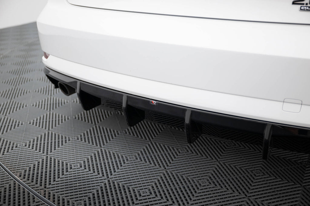 Maxton Design Diffusor Heck Ansatz passend für Audi A3 Limousine 8V Facelift (Einzelauspuff li. re.)