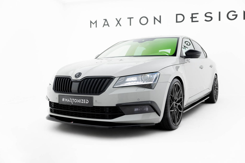 Maxton Design Street+ Spoilerlippe Front Ansatz V.1 passend für Skoda Superb Liftback / Combi Mk3 schwarz Hochglanz
