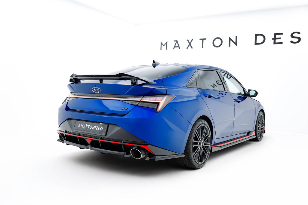 Maxton Design Heck Ansatz Flaps Diffusor passend für Hyundai Elantra N Mk7 schwarz Hochglanz