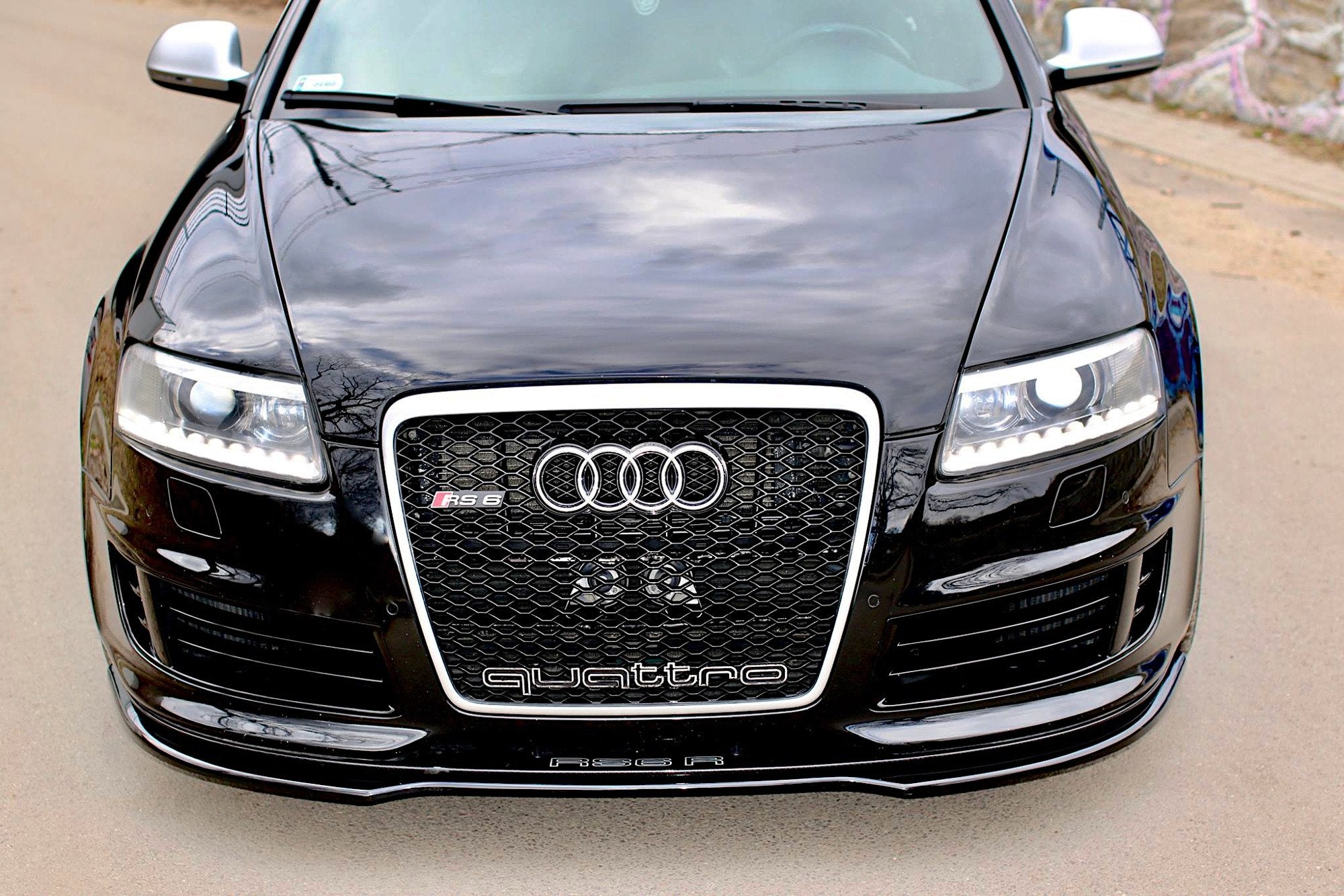 Maxton Design Street+ Spoilerlippe Front Ansatz passend für Audi RS6 C6 schwarz Hochglanz