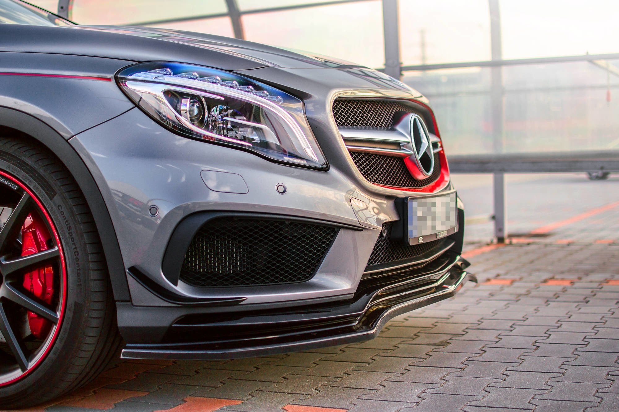 Maxton Design Front Ansatz für Mercedes GLA 45 AMG SUV (X156) vor Facelift schwarz matt