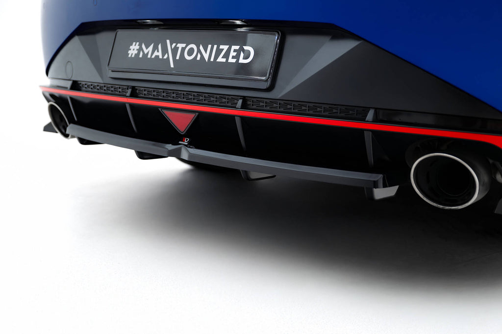 Maxton Design Mittlerer Diffusor Heck Ansatz DTM Look passend für Hyundai Elantra N Mk7 schwarz Hochglanz