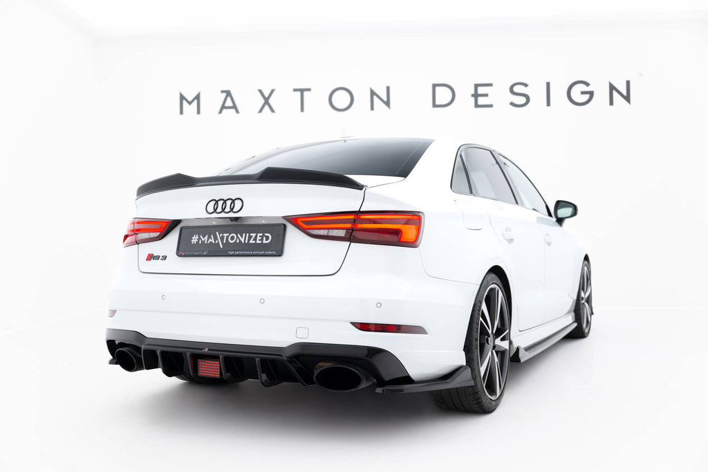 Maxton Design Spoiler CAP 3D passend für Audi RS3 Limousine 8V / 8V Facelift schwarz Hochglanz