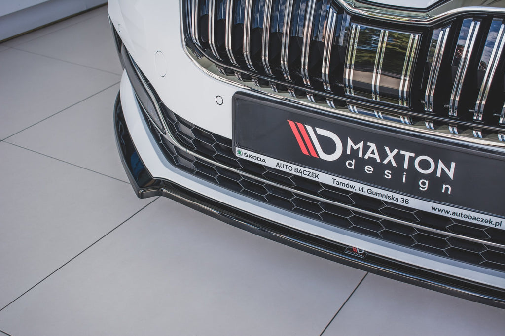 Maxton Design Street+ Spoilerlippe Front Ansatz V.1 passend für Skoda Superb Liftback / Combi Mk3 Facelift schwarz Hochglanz