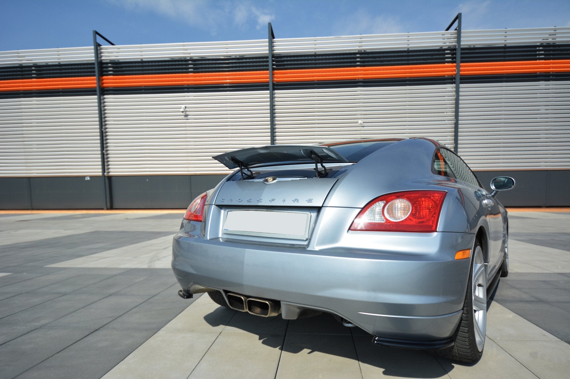 Maxton Design Heck Ansatz Flaps Diffusor passend für CHRYSLER CROSSFIRE schwarz Hochglanz