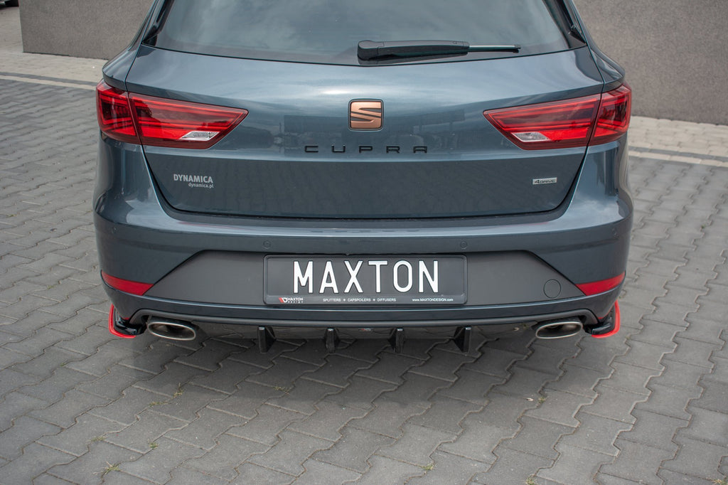 Maxton Design Diffusor Heck Ansatz V.1 passend für Seat Leon Cupra Mk3 FL Sportstourer schwarz Hochglanz