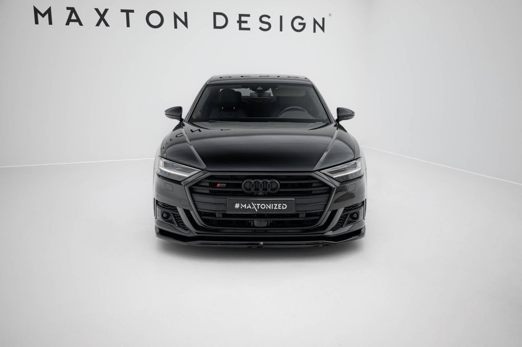 Maxton Design Street+ Spoilerlippe Front Ansatz V.1 passend für Audi S8 / A8 S-Line D5 schwarz Hochglanz