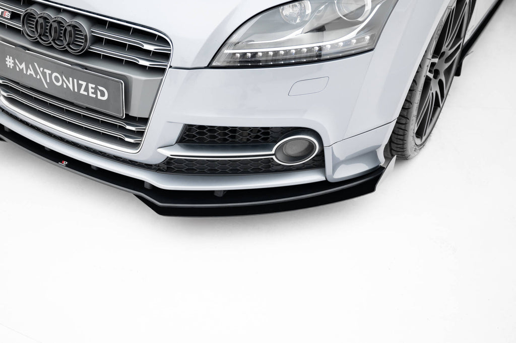 Maxton Design Street Pro Street+ Spoilerlippe Front Ansatz + Flaps passend für Audi TT S / TT S-Line 8J Facelift schwarz Hochglanz