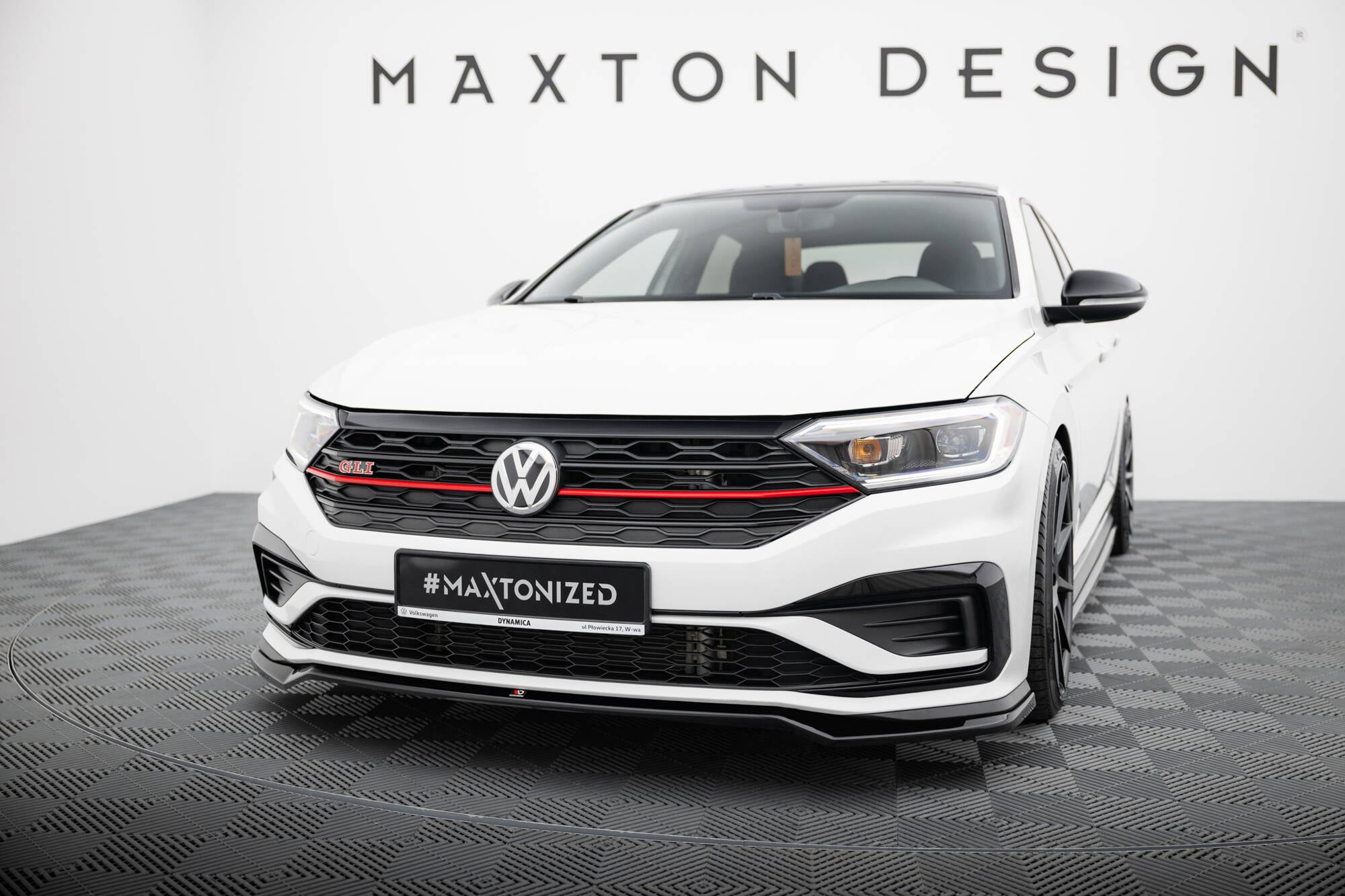 Maxton Design Street+ Spoilerlippe Front Ansatz V.2 passend für VW Jetta GLI Mk7 schwarz Hochglanz