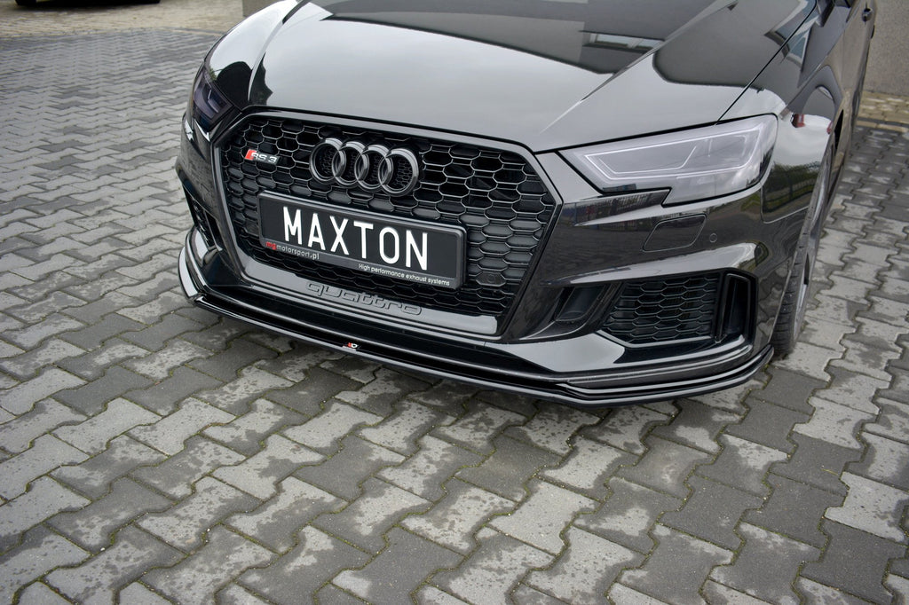 Maxton Design Street+ Spoilerlippe Front Ansatz V.2 passend für Audi RS3 Sportback 8V Facelift schwarz Hochglanz