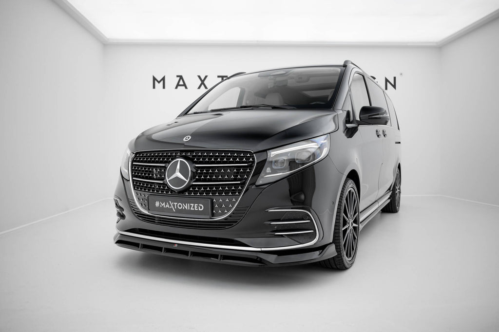 Maxton Design Street+ Spoilerlippe Front Ansatz passend für Mercedes-Benz V / Vito AMG-Line W447 Facelift 2 schwarz Hochglanz