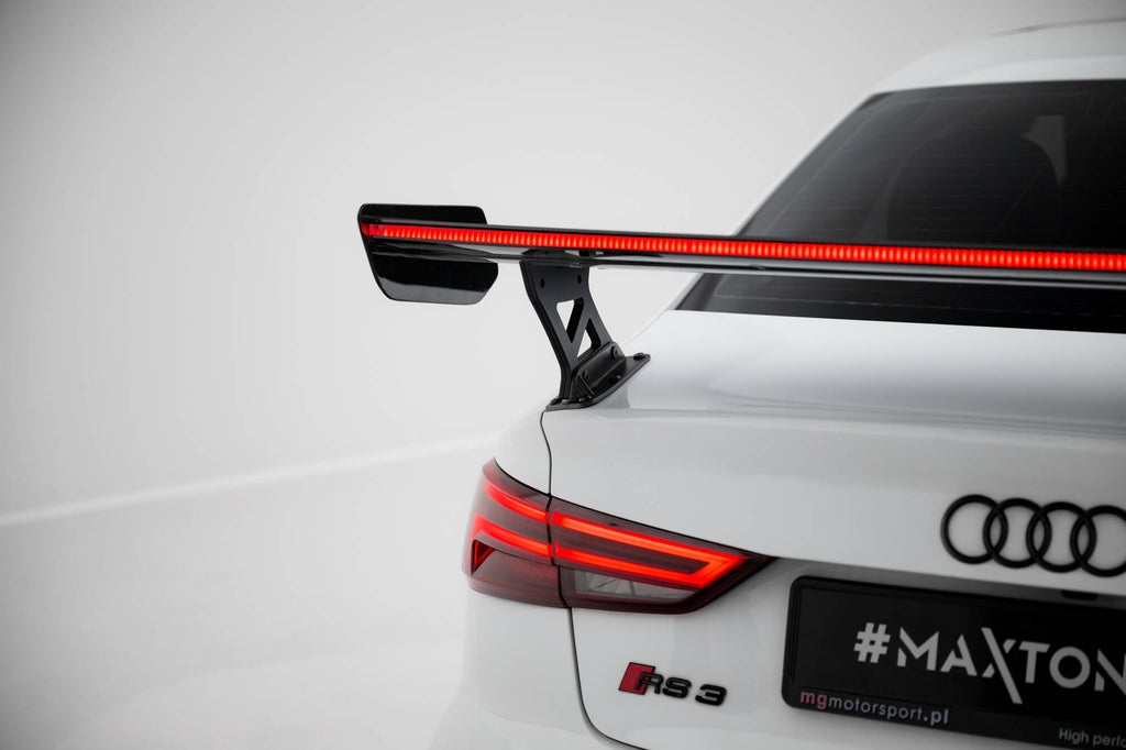 Maxton Design Carbon Spoiler With External Brackets Uprights + LED Audi A3 / A3 S-Line / S3 / RS3 Limousine 8V / 8V Facelift für Audi A3