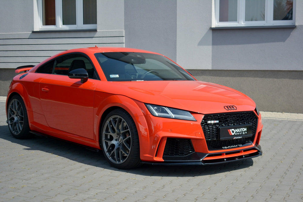 Maxton Design Street+ Spoilerlippe Front Ansatz V.2 passend für Audi TT RS 8S schwarz Hochglanz