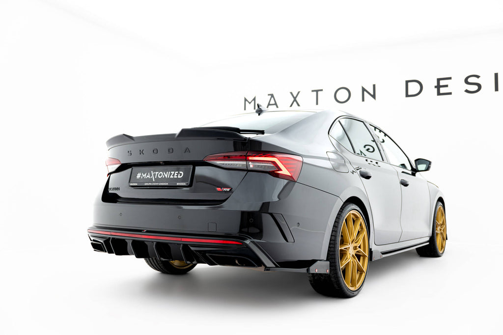 Maxton Design Diffusor Heck Ansatz passend für Skoda Octavia RS Liftback / Combi Mk4 Facelift schwarz Hochglanz