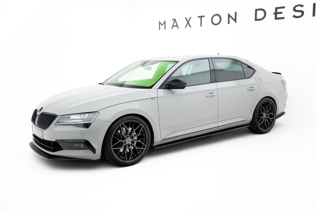 Maxton Design Street+ Seitenschweller Leisten passend für Skoda Superb Liftback / Combi Mk3 schwarz Hochglanz