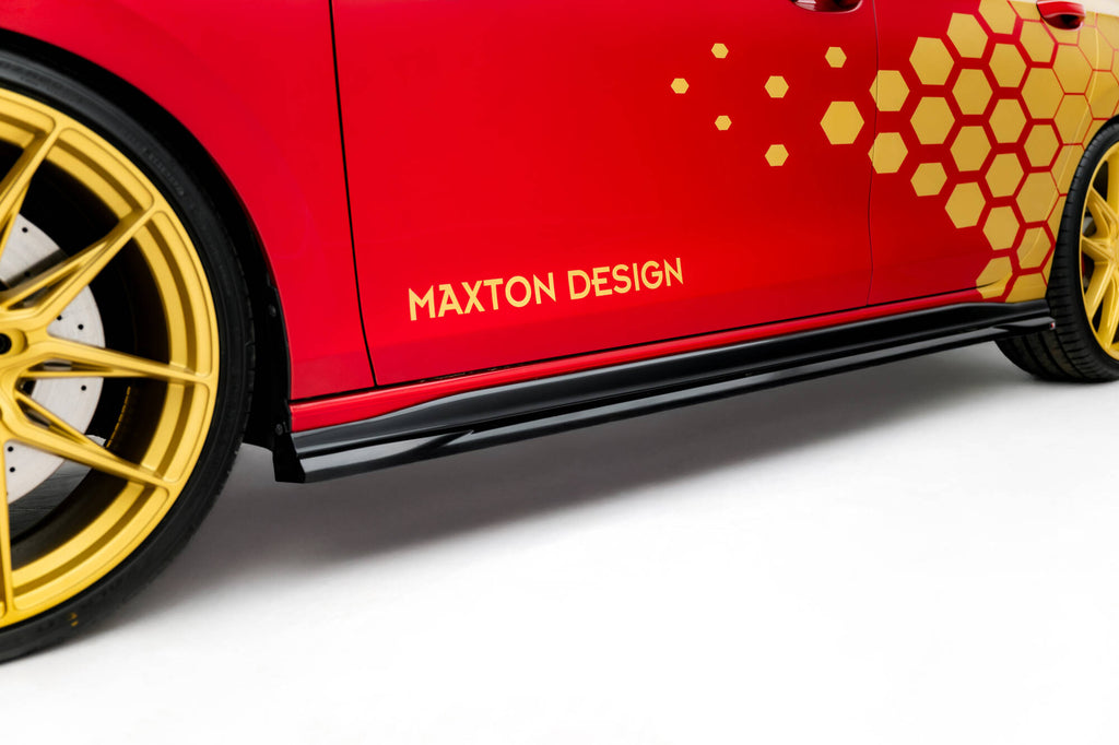 Maxton Design Street+ Seitenschweller Leisten passend für V.1 passend für VW Golf GTI Clubsport Mk8 Facelift schwarz Hochglanz