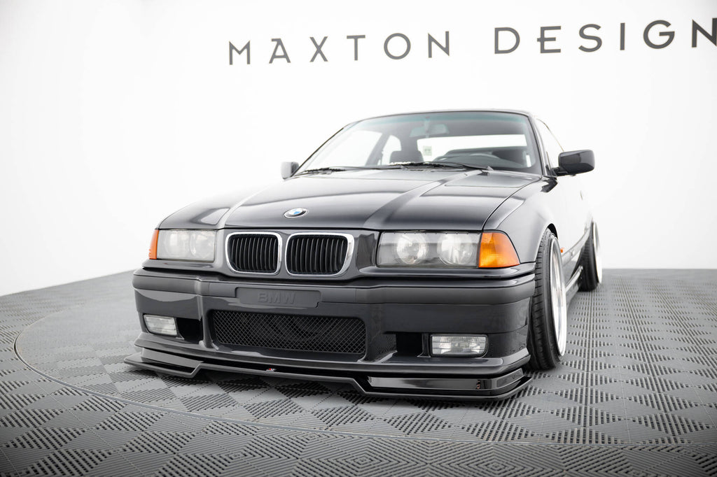 Maxton Design Street+ Spoilerlippe Front Ansatz V.2 passend für BMW M3 / 3 M-Paket Coupe / Cabrio E36 schwarz Hochglanz