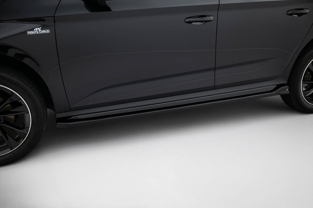 Maxton Design Street+ Seitenschweller Leisten passend für Skoda Kamiq Monte Carlo Mk1 Facelift schwarz Hochglanz