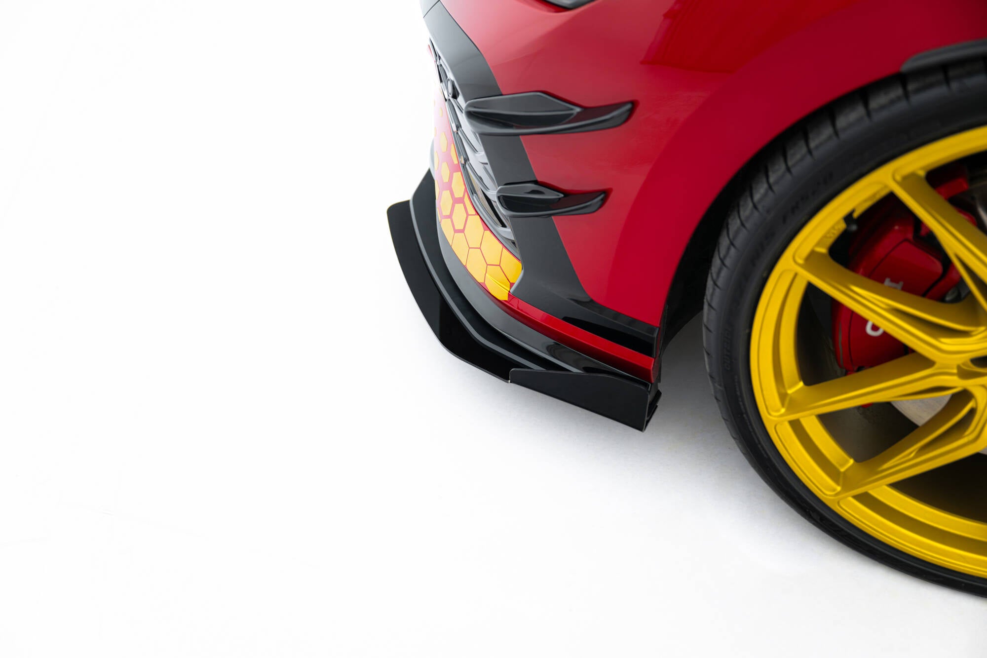 Maxton Design Street Pro Street+ Spoilerlippe Front Ansatz + Flaps passend für VW Golf GTI Clubsport Mk8 Facelift schwarz Hochglanz