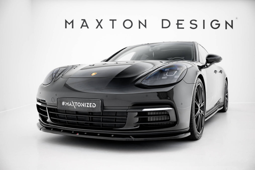 Maxton Design Street+ Spoilerlippe Front Ansatz V.1 passend für Porsche Panamera E-Hybrid / Panamera 4S 971 schwarz Hochglanz