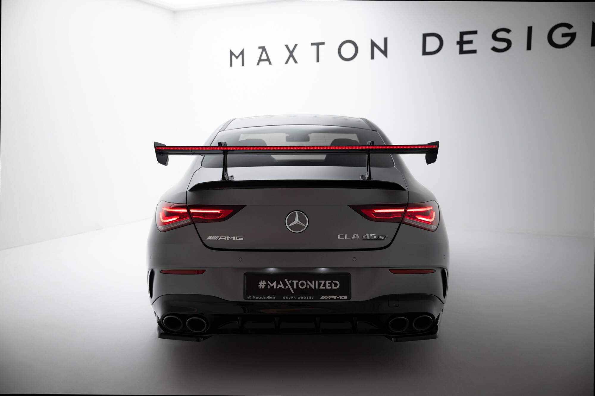 Maxton Design Carbon Spoiler With Upper Swan Mounting + LED Mercedes-Benz CLA Coupe C118 / C118 Facelift für Mercedes-Benz CLA C118