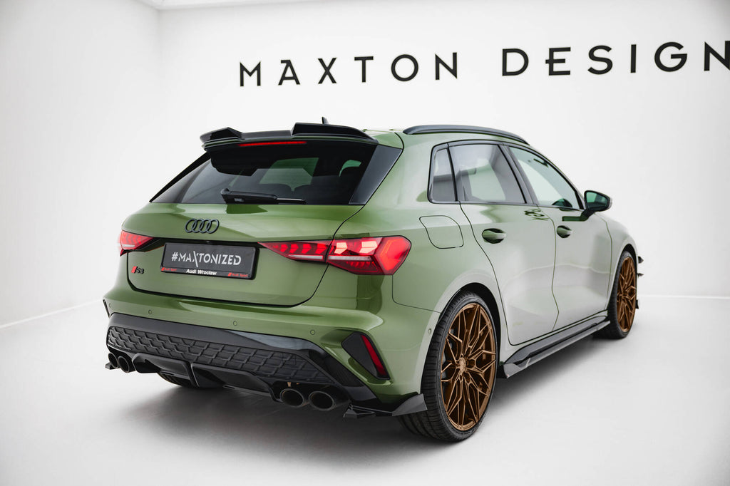 Maxton Design Heck Ansatz Flaps Diffusor V.2 passend für Audi S3 Sportback 8Y Facelift schwarz Hochglanz