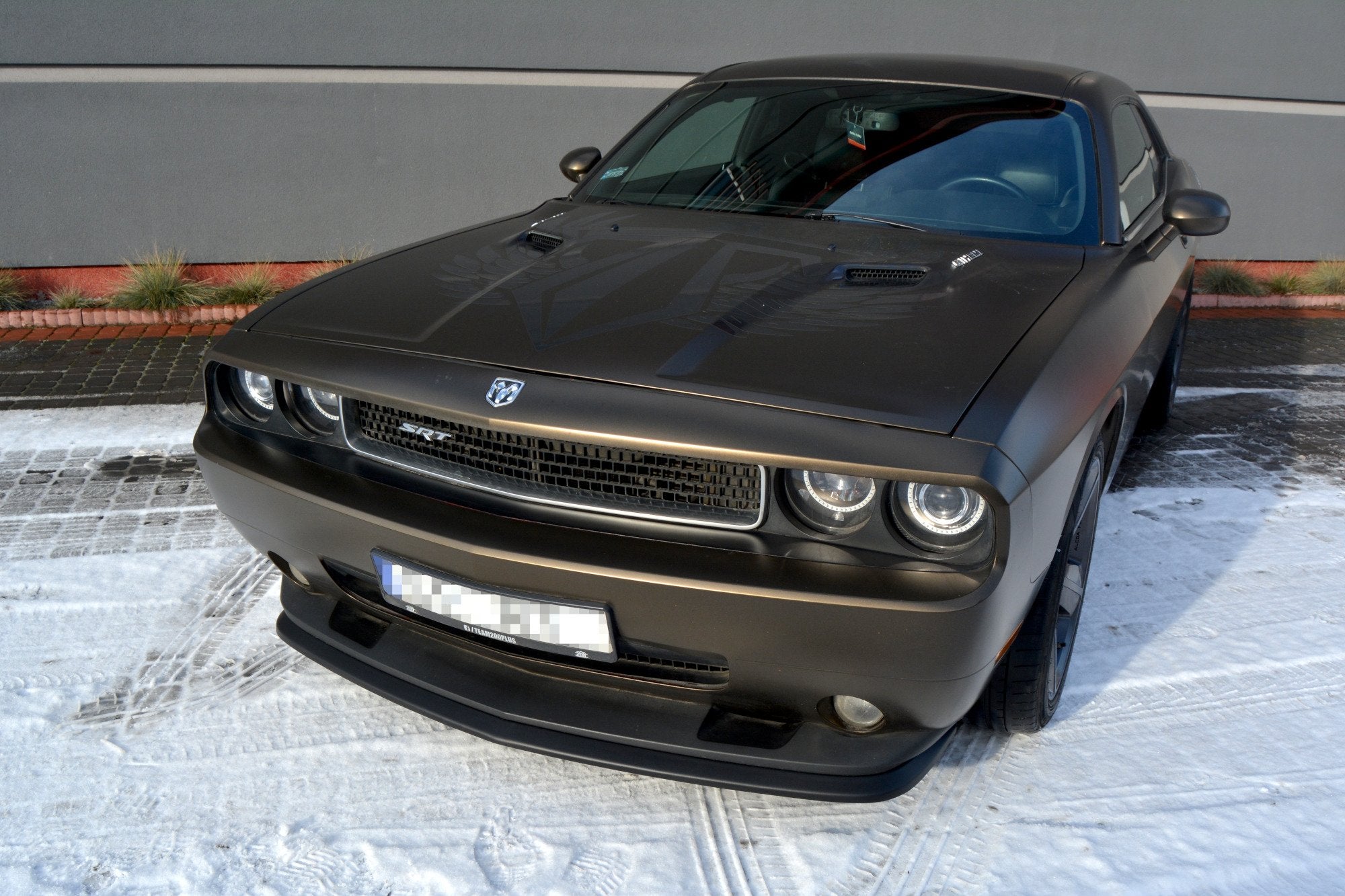 Maxton Design Street+ Spoilerlippe Front Ansatz passend für DODGE CHALLENGER MK3. PHASE-I SRT8 COUPE schwarz Hochglanz