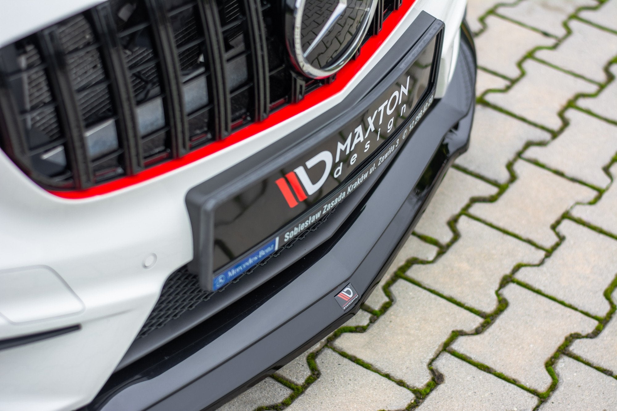 Maxton Design Street+ Spoilerlippe Front Ansatz passend für Mercedes A45 AMG W176 schwarz Hochglanz