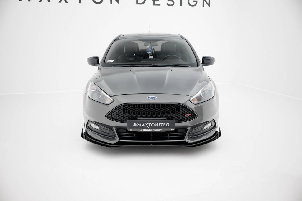 Maxton Design Front Stoßstange Flaps passend für Ford Focus ST Mk3 Facelift schwarz Hochglanz