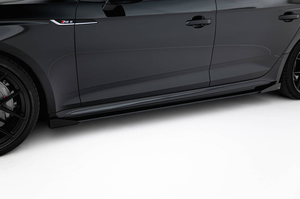 Maxton Design Street Pro Street+ Seitenschweller Leisten + Flaps passend für Audi RS5 Sportback F5 schwarz Hochglanz
