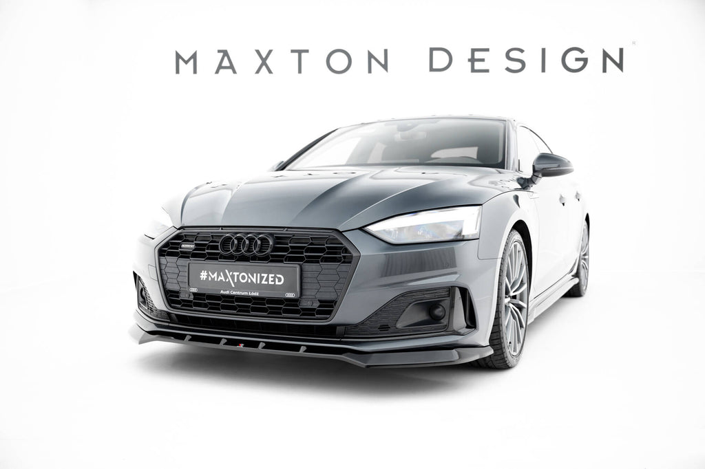Maxton Design Street+ Spoilerlippe Front Ansatz passend für V.2 Audi A5 F5 Facelift schwarz Hochglanz
