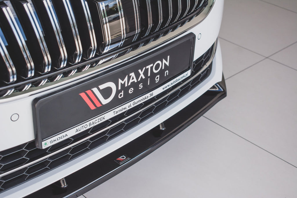 Maxton Design Street+ Spoilerlippe Front Ansatz V.2 passend für Skoda Superb Liftback / Combi Mk3 Facelift schwarz Hochglanz