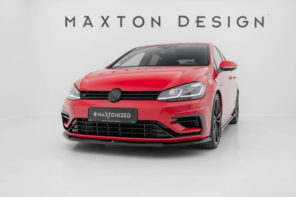 Maxton Design Street+ Spoilerlippe Front Ansatz V.6 passend für VW Golf R / R-Line Mk7 Facelift schwarz Hochglanz
