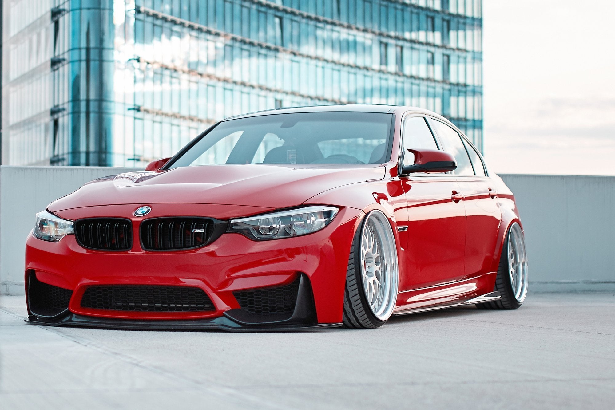 Maxton Design Front Ansatz für + Rahmen Fur Seitlich Lufteinlasse BMW M3 F80 schwarz matt