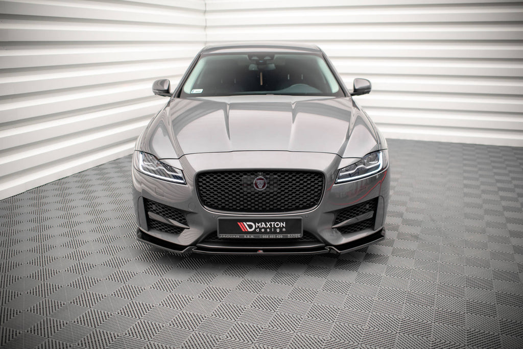 Maxton Design Street+ Spoilerlippe Front Ansatz V.2 passend für Jaguar XF R-Sport X260 schwarz Hochglanz