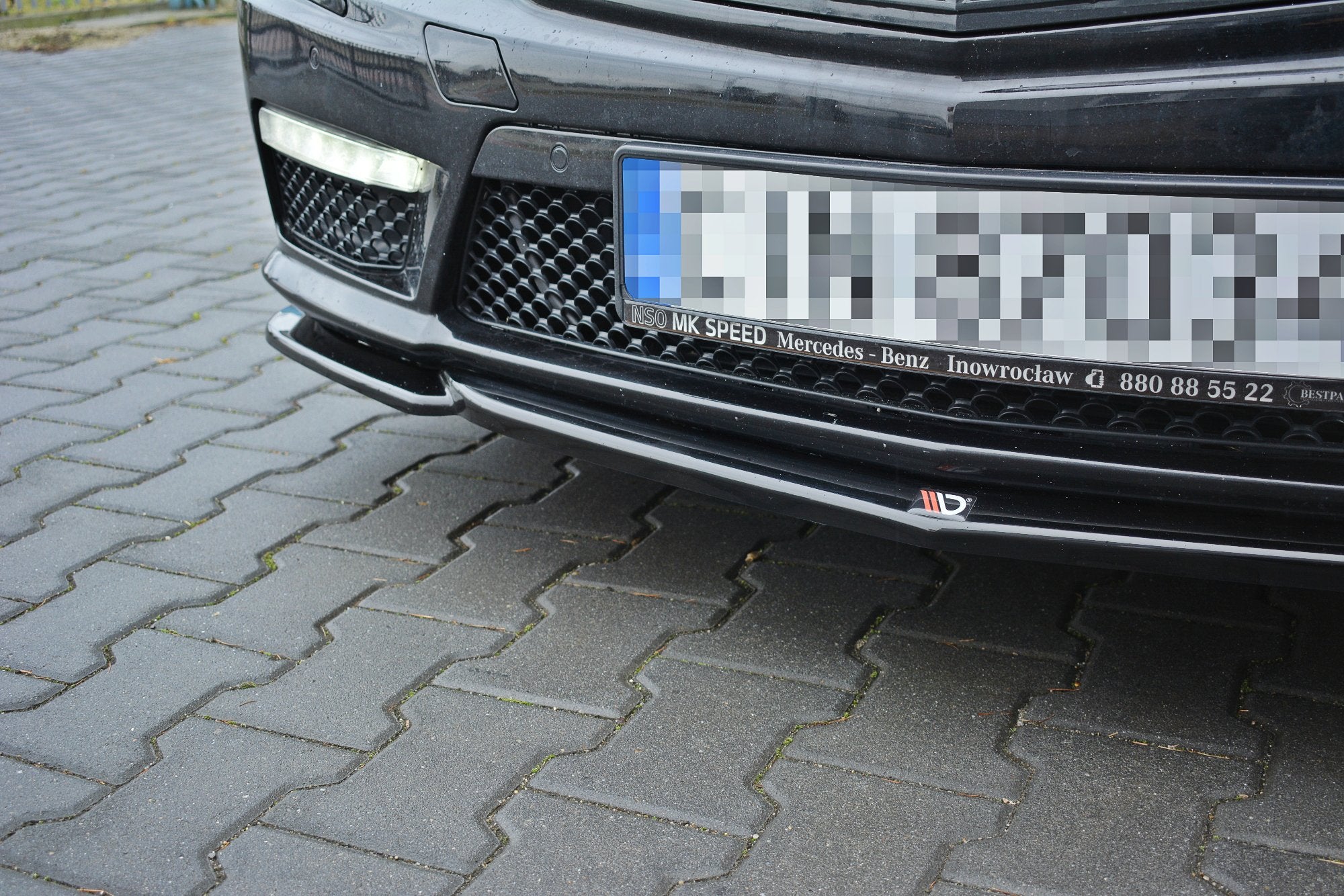 Maxton Design Street+ Spoilerlippe Front Ansatz V.1 passend für Mercedes E63 AMG W212 schwarz Hochglanz