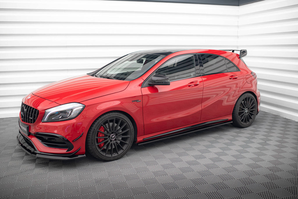 Maxton Design Street+ Seitenschweller Leisten passend für Mercedes A W176/ CLA 117 AMG/ CLA 117 AMG LINE Facelift schwarz Hochglanz