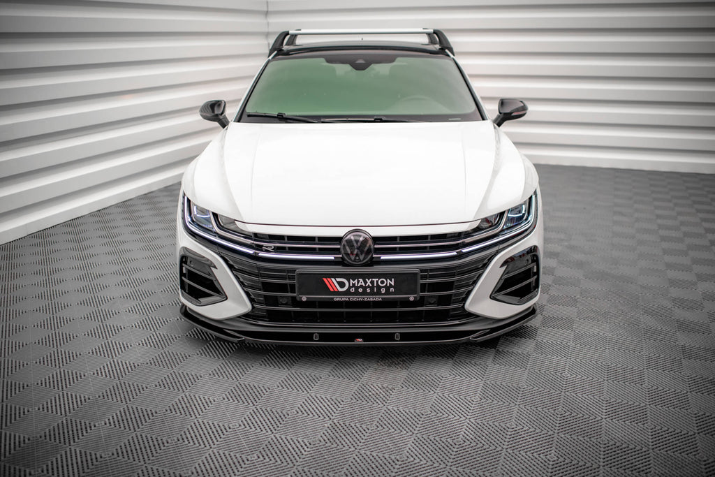 Maxton Design Street+ Spoilerlippe Front Ansatz V.1 passend für VW Arteon R Limousine / Shooting Brake Mk1 Facelift schwarz Hochglanz