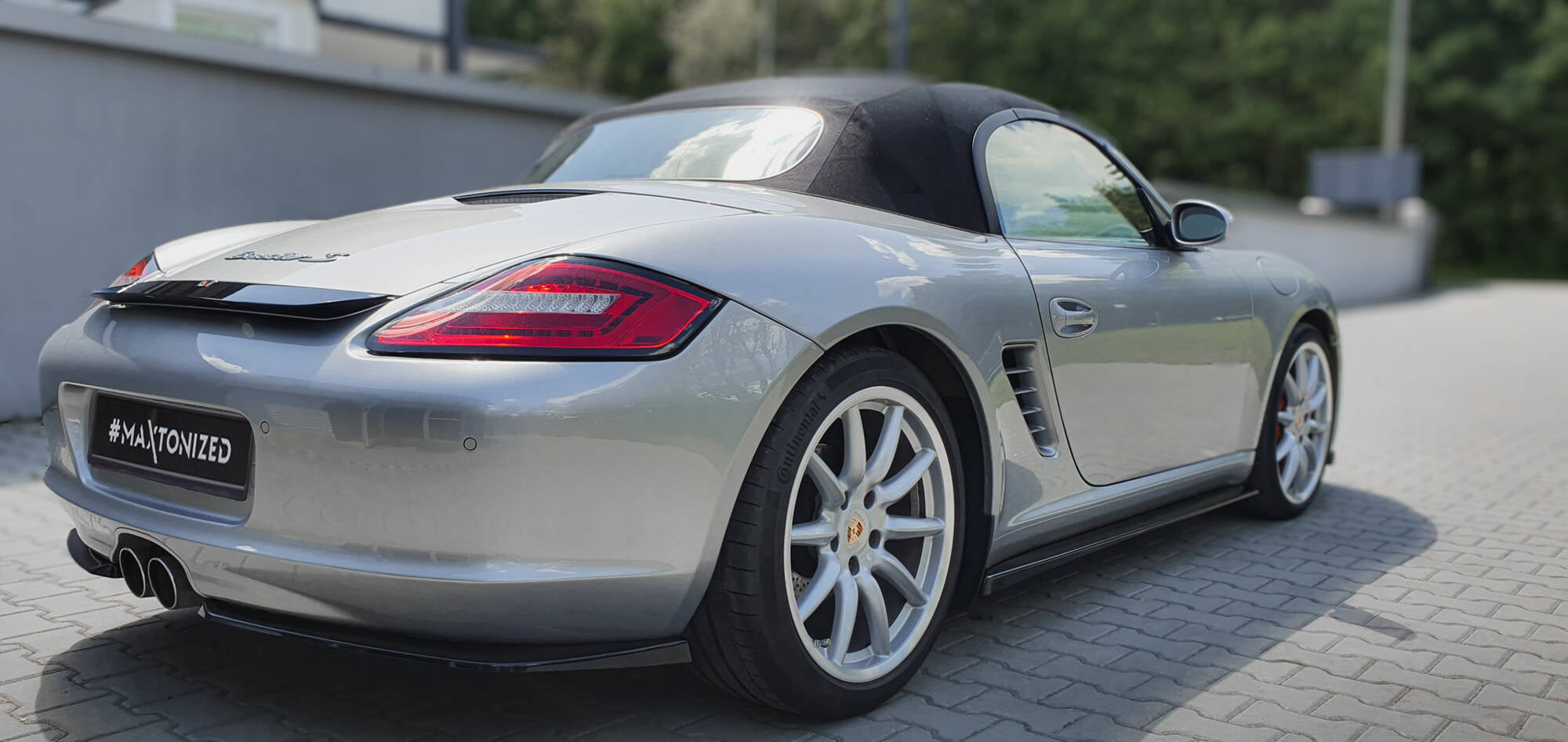 Maxton Design Spoiler CAP passend für Porsche Boxster 987 schwarz Hochglanz