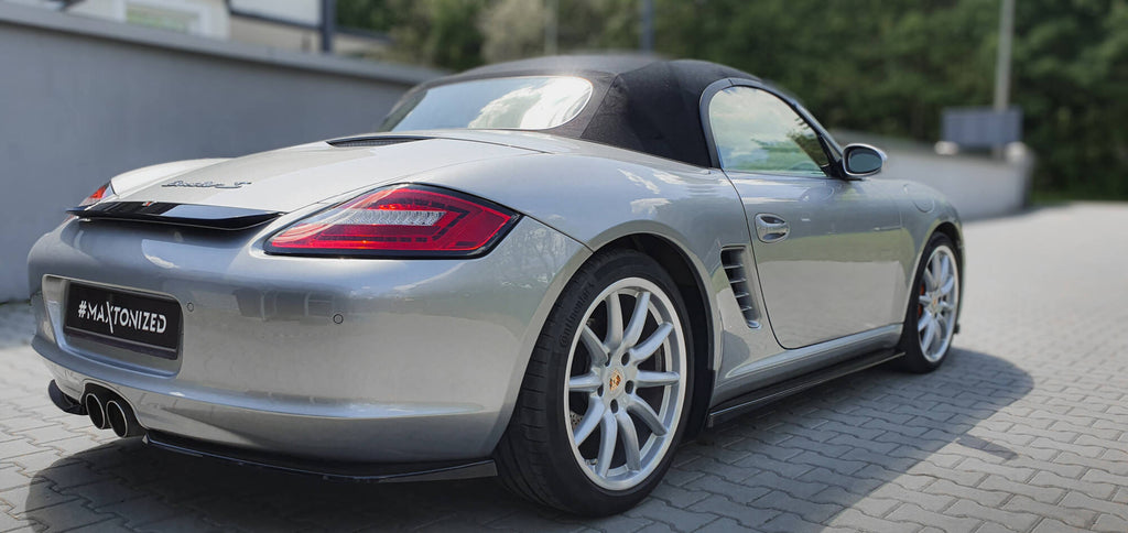 Maxton Design Heck Ansatz Flaps Diffusor passend für Porsche Boxster 987 schwarz Hochglanz