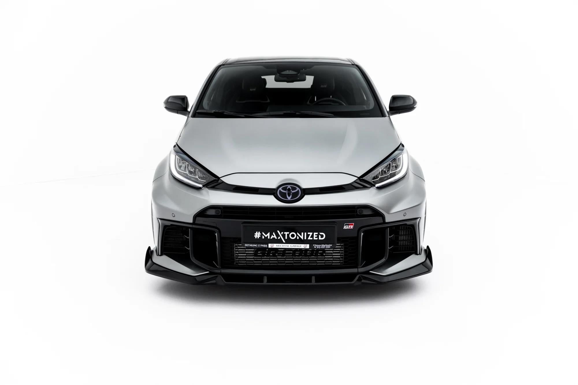 Maxton Design Street+ Spoilerlippe Front Ansatz V.2 passend für Toyota GR Yaris Mk4 Facelift schwarz Hochglanz