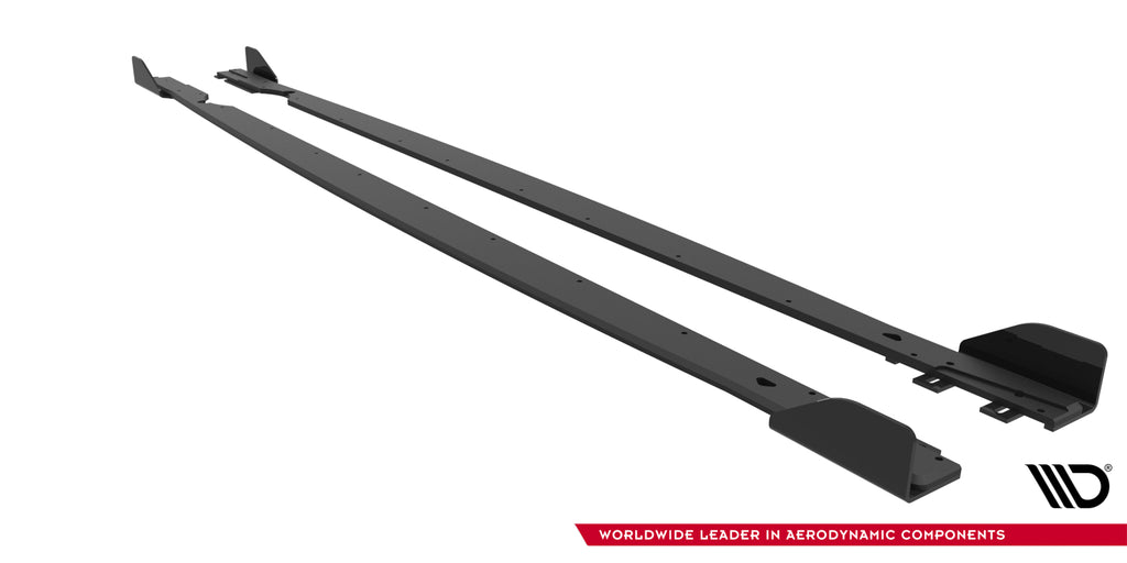 Maxton Design Street Pro Street+ Seitenschweller Leisten + Flaps passend für VW Golf R Hatchback Mk8 / Mk8 Facelift schwarz Hochglanz