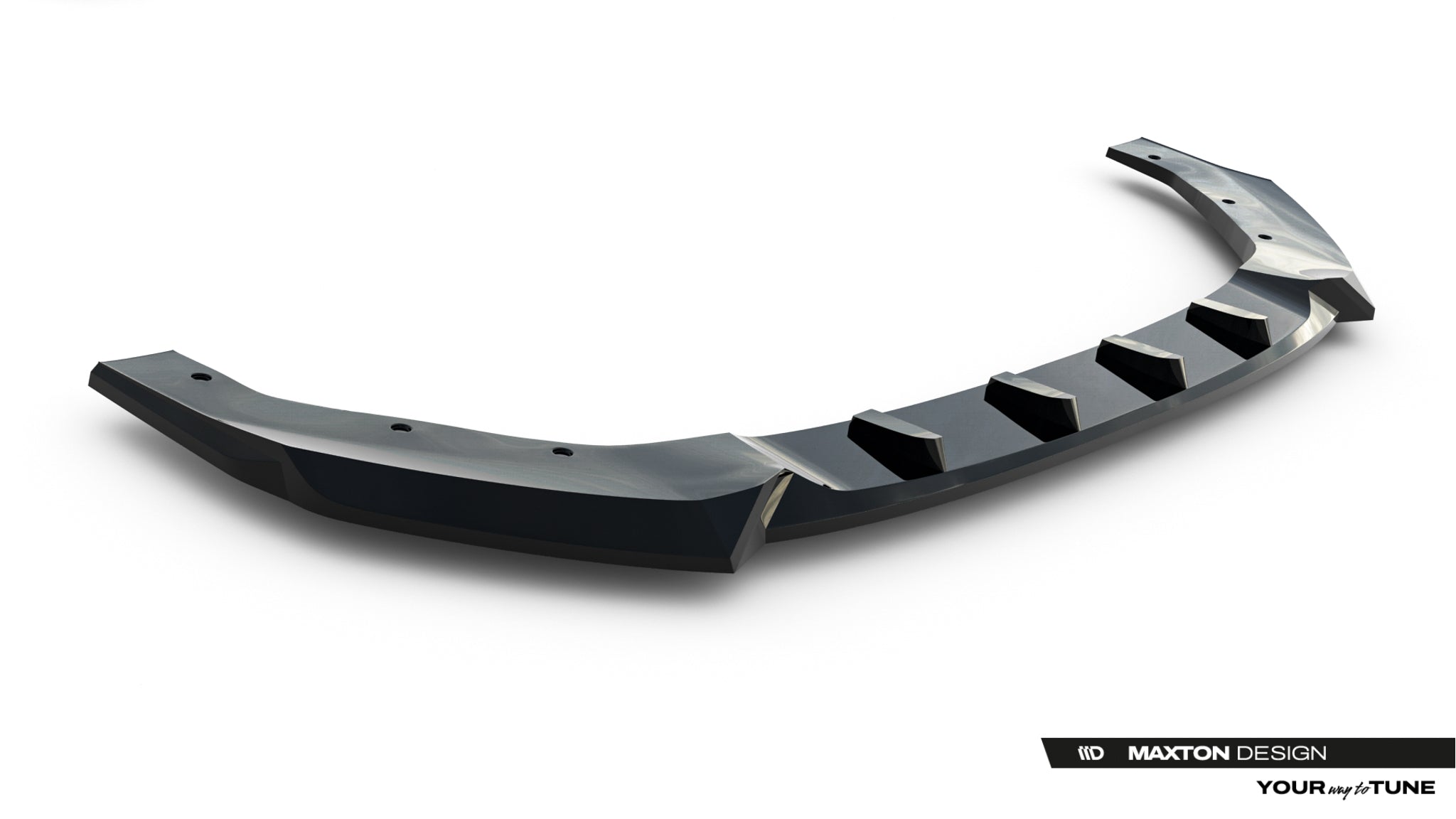 Maxton Design Street+ Spoilerlippe Front Ansatz Passend für Ford Transit Custom Msrt Mk2 Schwarz Hochglanz