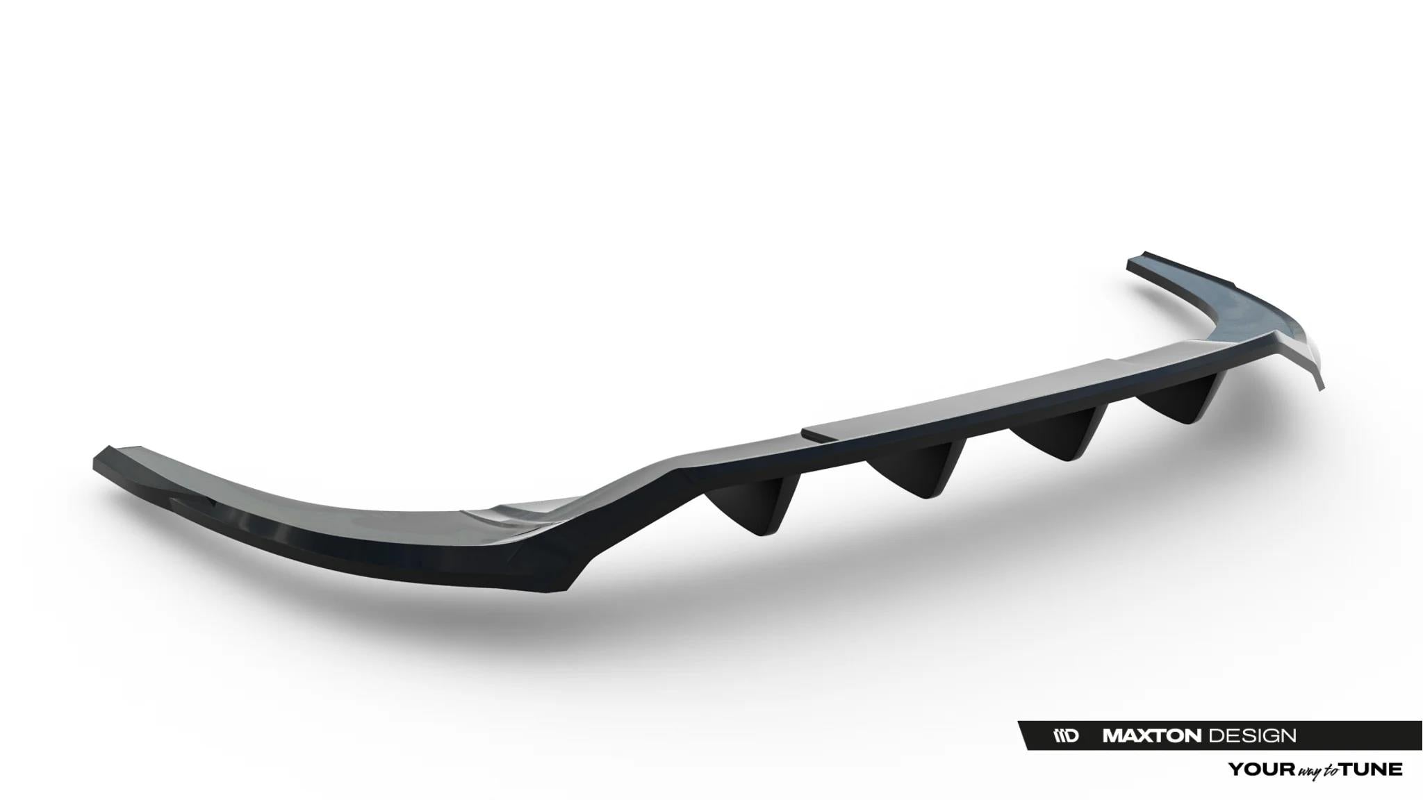 Maxton Design Street+ Mittlerer Diffusor Race Passend für Audi A3 Limousine 8Y Facelift Schwarz Hochglanz
