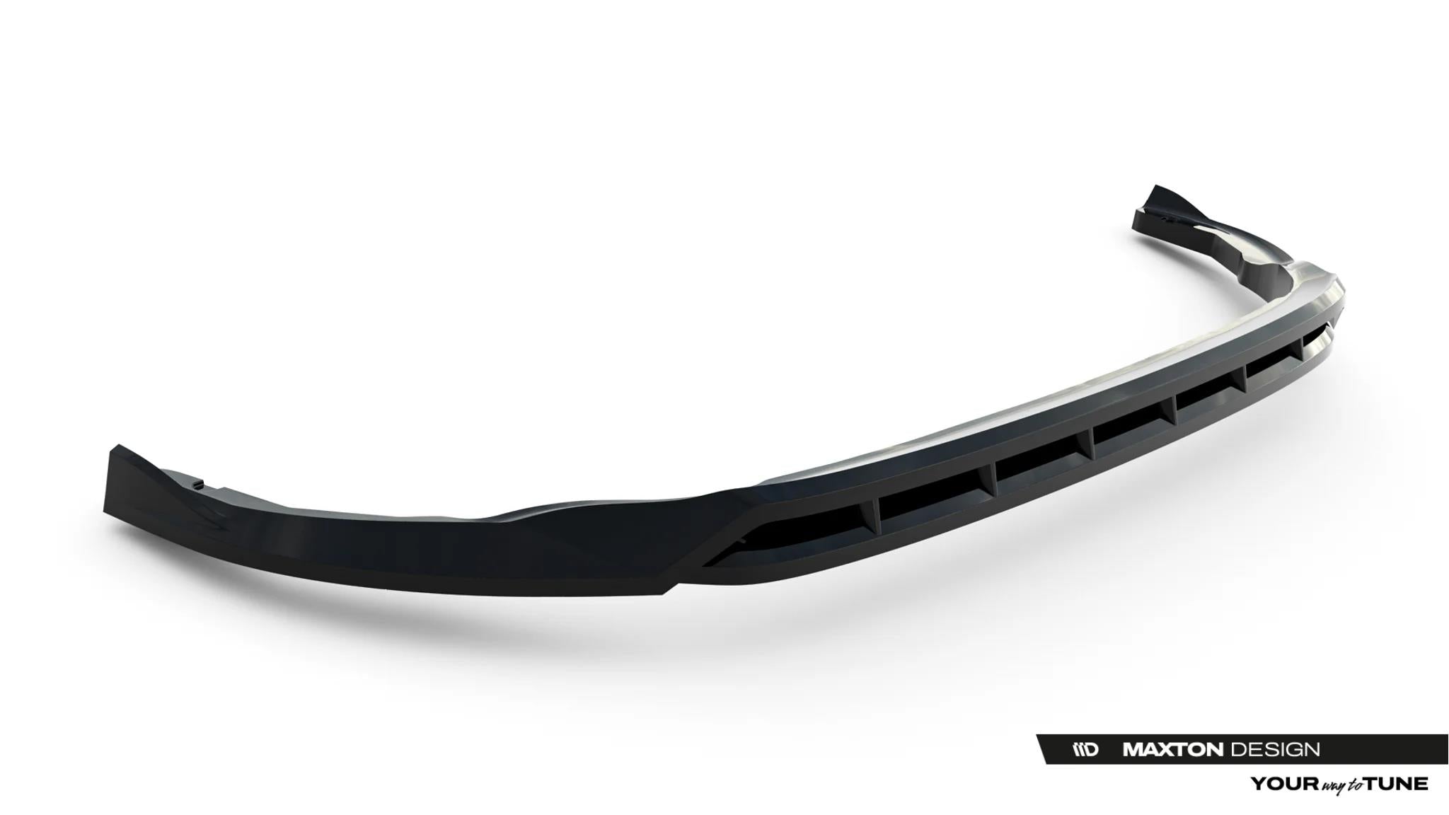 Maxton Design Street+ Spoilerlippe Front Ansatz V.2 passend für VW Transporter T7 schwarz Hochglanz